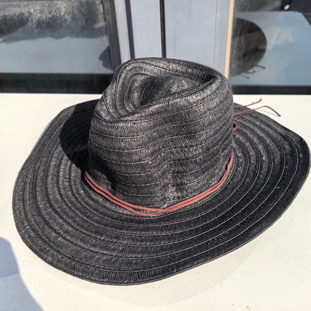 1 chapéu preto de alta qualidade autoprojetado chapéu de palha de Cowboy de aba larga guarda-sol de aba grande praia fér
