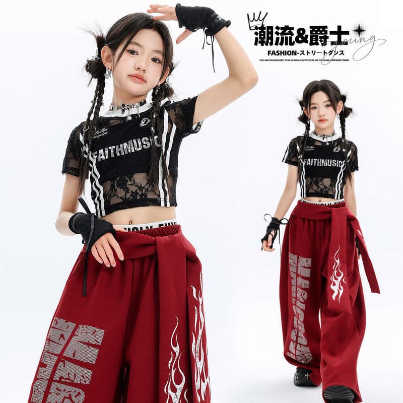 Crianças trajes Jazz dança meninas recortado umbigo terno Hip-Hop moda meninas desempenho de dança de rua trajes da moda