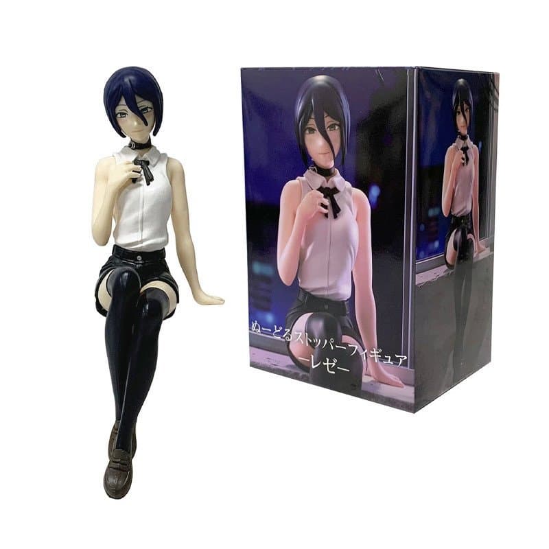 13cm Japão Anime Motosserra Homem Posição Sentada Reze Macarrão Rolha Figura Bomba Demônio PVC Figuras De Ação Modelo De