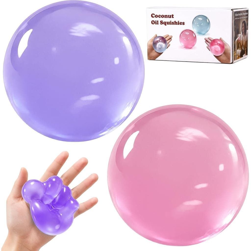 Pacote com 2 Bolas Anti-estresse Moldáveis de Óleo de Coco - Sem Retorno à Forma Original |   Bola de gel transparente m