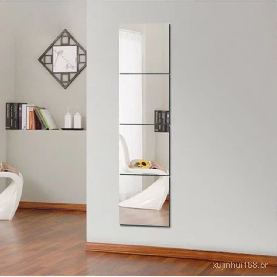 Adesivos de parede 3D de espelho acrílico para sala de estar e banheiro, adesivos de parede à prova d'água, espelho maci