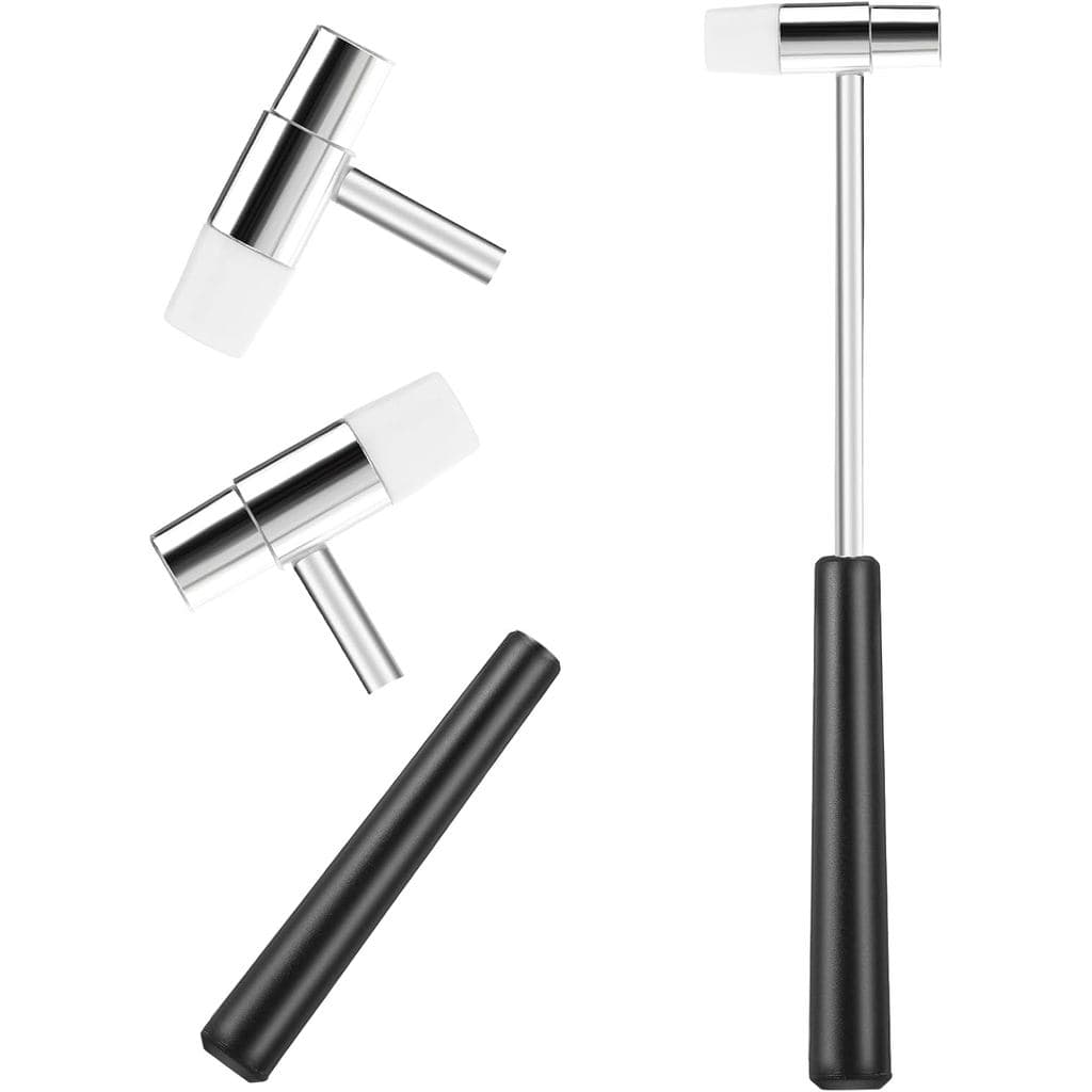 Martelo Pequeno de Cabeça Dupla Mabor, Martelo Mini Leve, Martelo de 7,1 Polegadas com Cabeça de Plástico e Metal, Mini