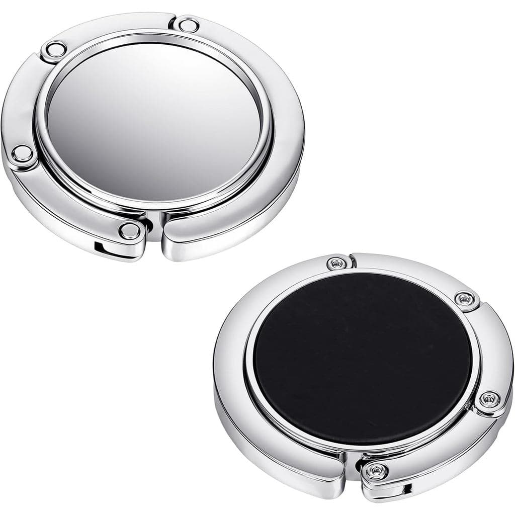 2 Peças de Ganchos Dobráveis Brilhantes para Bolsas de Mesa, Suportes para Bolsas de Mão Femininas, Ganchos para Mesa co