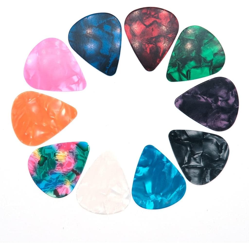 30 Palhetas de Guitarra, 3 Espessuras Diferentes, Palhetas de Celuloide Coloridas com Arte Abstrata para Baixo, Guitarra