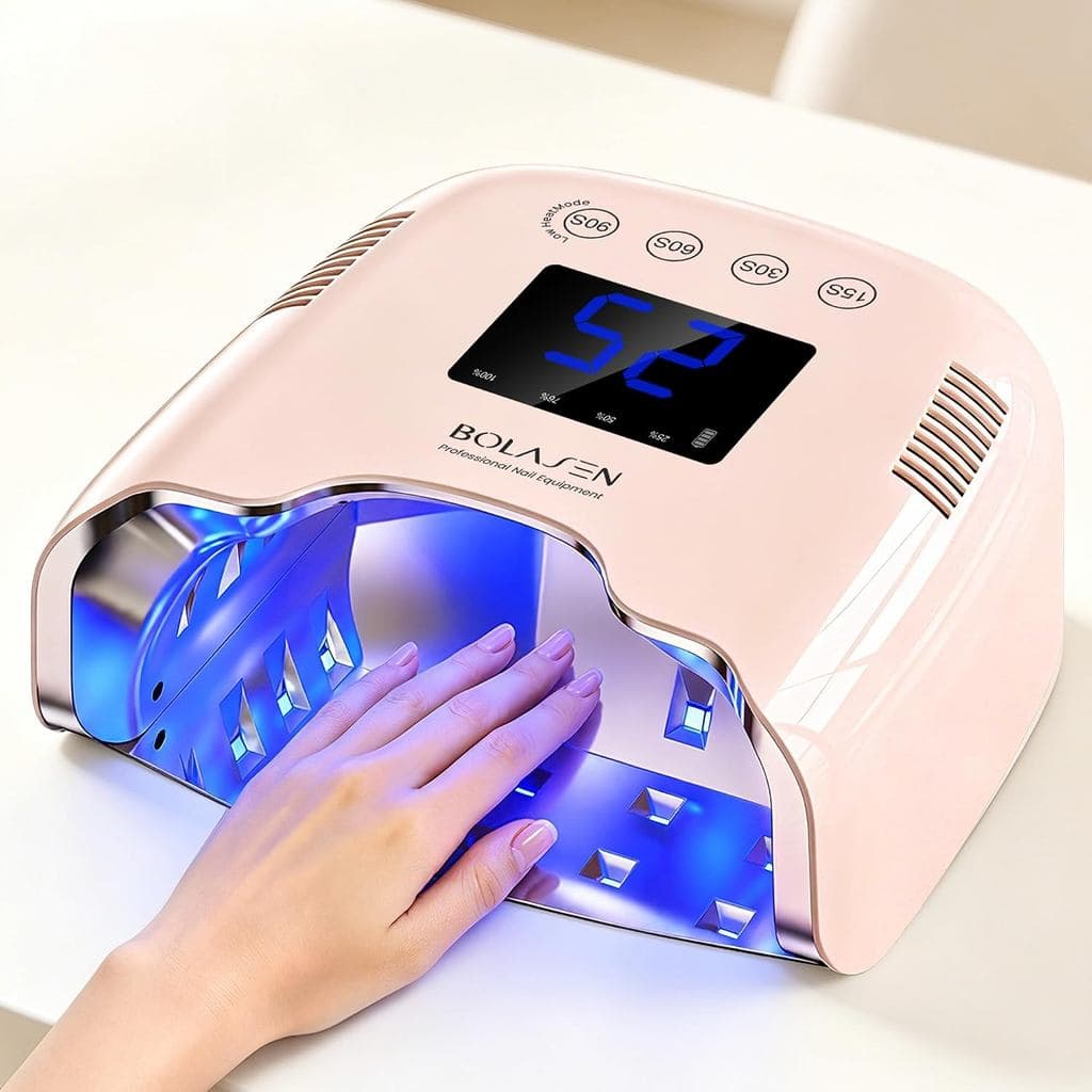 Lâmpada de Unhas UV LED Recarregável Sem Fio BOLASEN P30 Pro para Unhas de Gel, Rosa |   Secador de Unhas de 54W com Bat