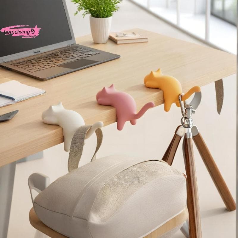 HOM Bonito Portátil Gato Saco Gancho De Mesa Bolsa Bapa De Viagem Organizador Titular Decoração Do Escritório Em Casa Ga