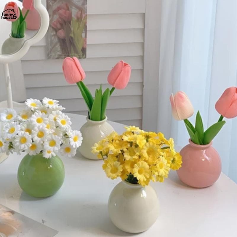 Divertido Mini Vaso De Flores Cerâmica Estilo Moderno Minimalista 1PC Peça Central Desktop Para Recepção Escritório Sala