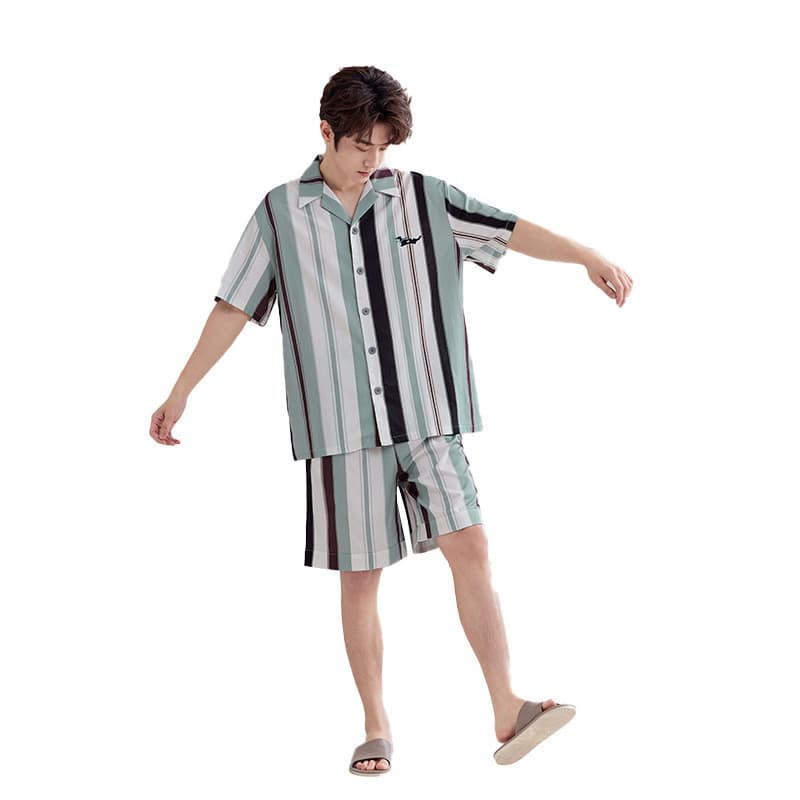 Classe A Lyocell Tencel Algodão Verão Legal Conjunto de Pijamas Masculinos Pode Usar Fora Shorts de Manga Curta Pijama M