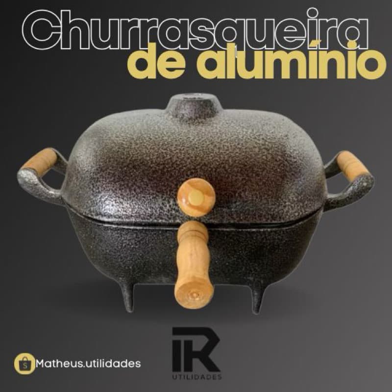 Churrasqueira Aluminio Fundido Reforçado A Bafo Portatil Tamanho Unico Com Grelha Preto Craqueado
