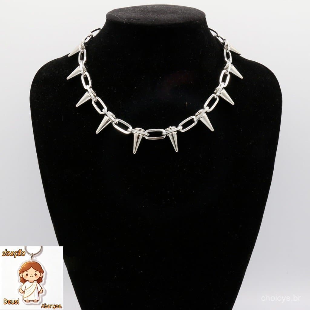 Corrente punk hip-hop com personalidade moderna, colar feminino punk com borla, corrente de rebite laranja