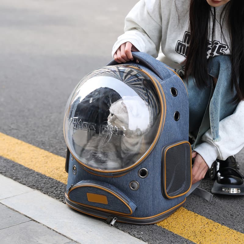 Yuebaitu Bolsa Panorâmica para Gato Grande Espaço Bolsa para Animais de Estimação Passeio Conveniente Respirável Leve Mo