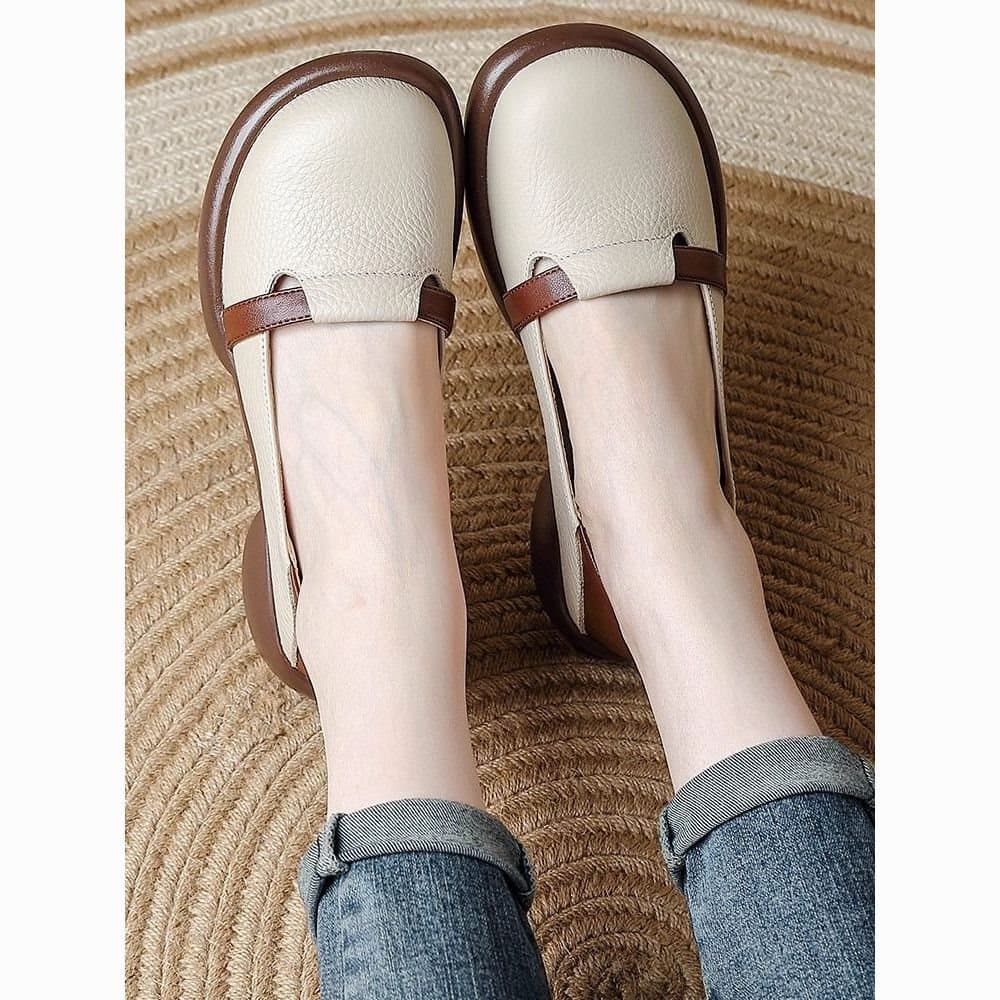 Sapatos de sola macia com sola macia, boca rasa, bico redondo, 2026, primavera outono, novo estilo, retrô, combinando co