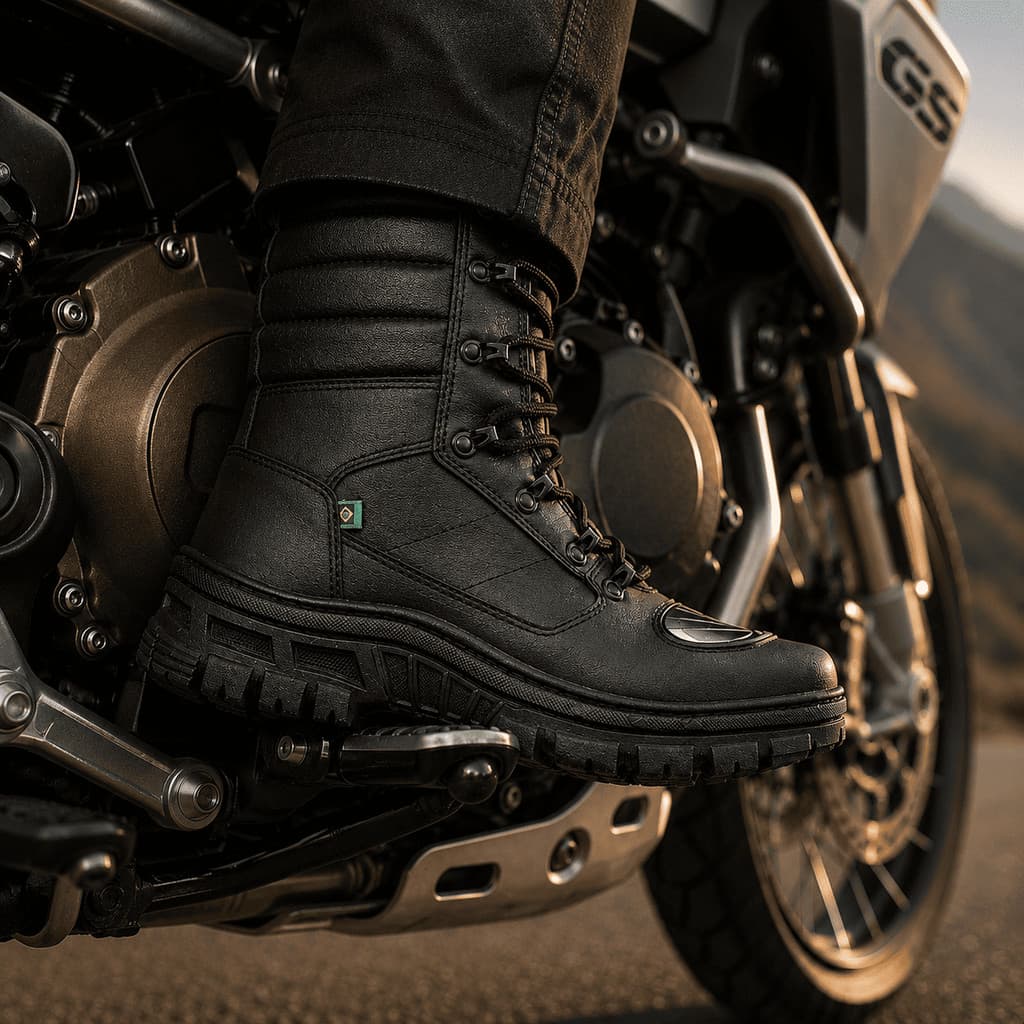 Bota Tática Motociclista Masculina Couro Ecológico Coturno Estilo Militar Confortável Solado Antiderrapante Mamba Negra