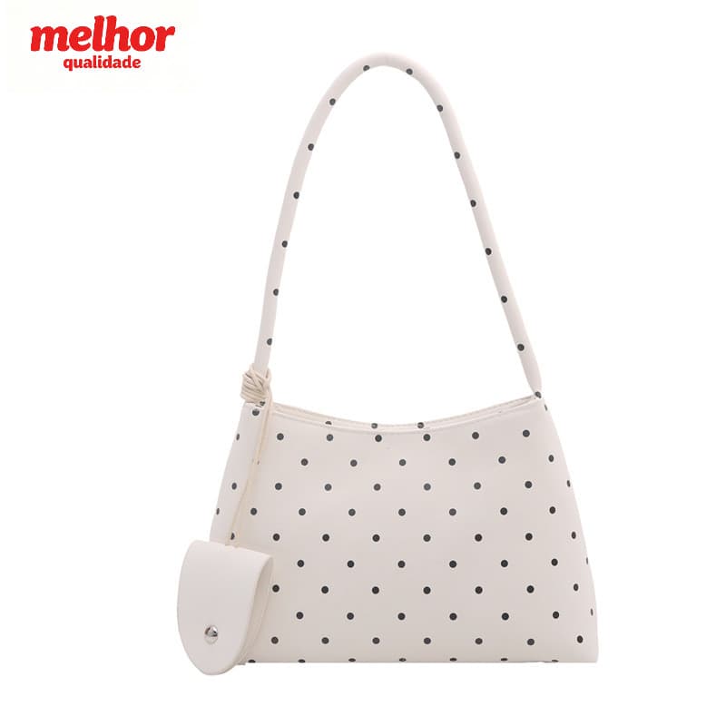 Estilo coreano Polka Dot axilas saco feminino simples cor sólida Baguette bolsa de ombro ajustável alça de ombro longa d