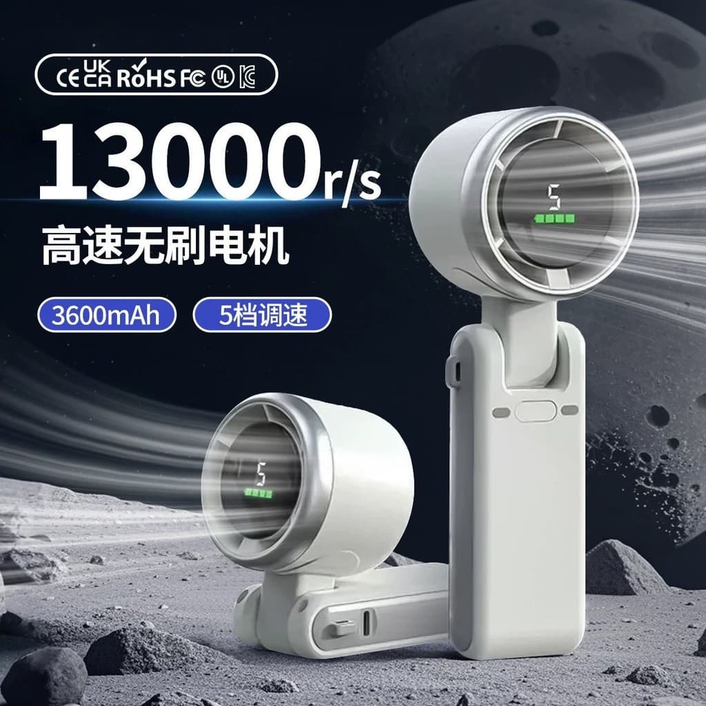 2026N607 ventilador portátil turboalimentado de alta velocidade Display Digital Mini Halter pescoço portátil dobrável pe