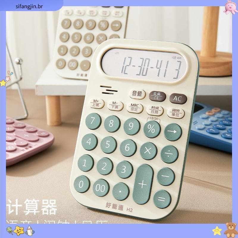 Calculadora de voz estudante financeiro calculadora mecânica 12 botões computador dedicado multifuncional escritório de