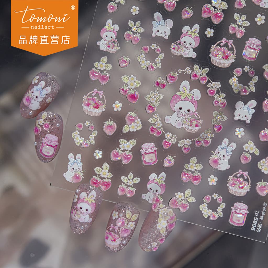 [Meow.Sensei] Adesivos de unhas de gel Tomoni, populares, fofos e doces, com desenhos animados, acessórios de adesivos 3
