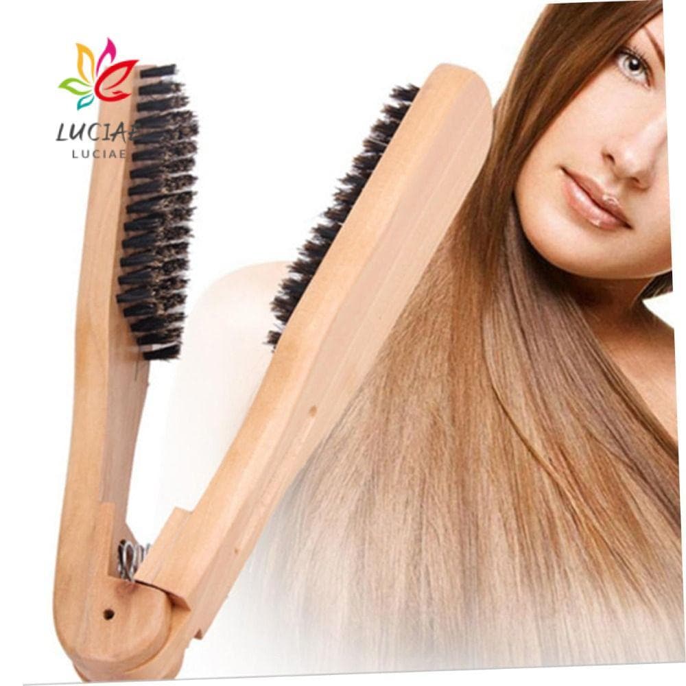 LUCIAE Pente Alisador De Cabelo , Escovas Duplas Antiestáticas De Braçadeira Em Forma De V , Ferramenta Alisadora