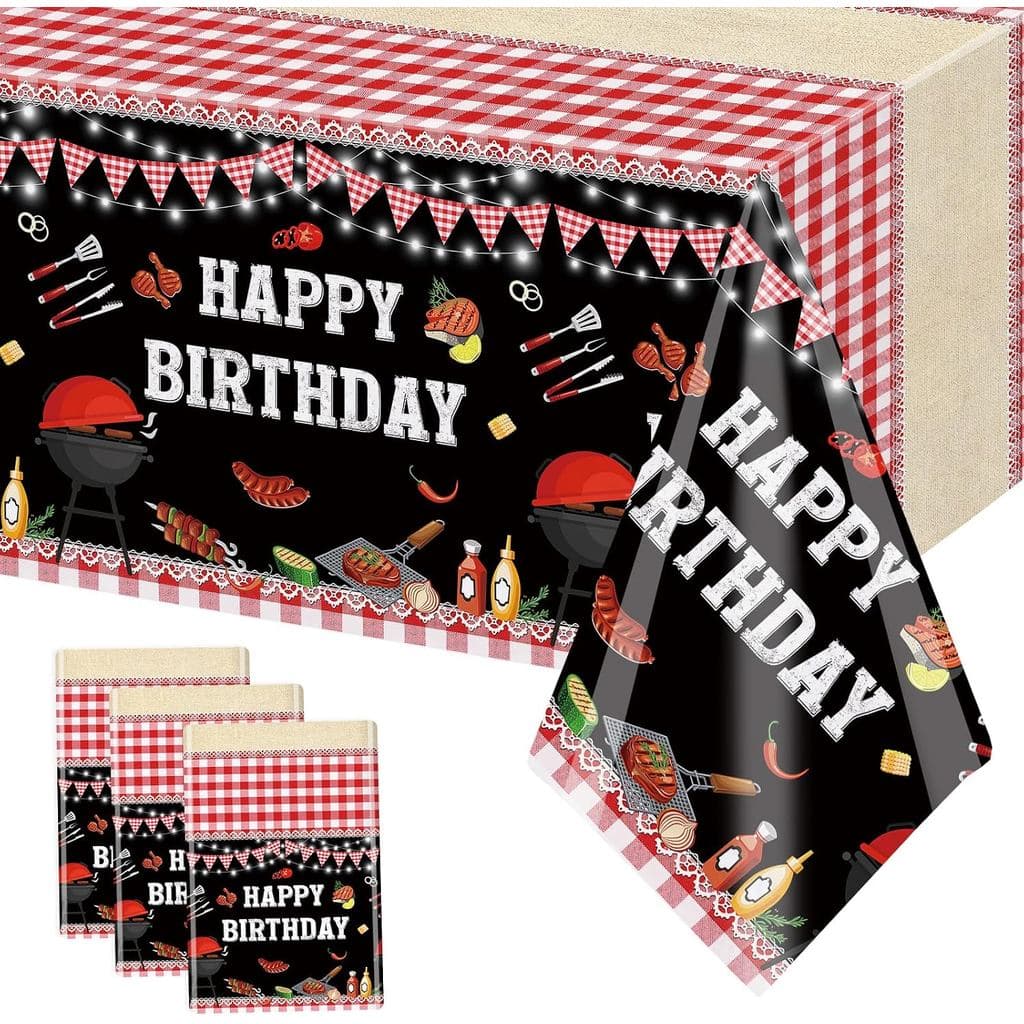 MEHOFOND 3 Peças de Toalhas de Mesa Descartáveis para Piquenique e Churrasco de Aniversário, Decorações Grandes para Fes