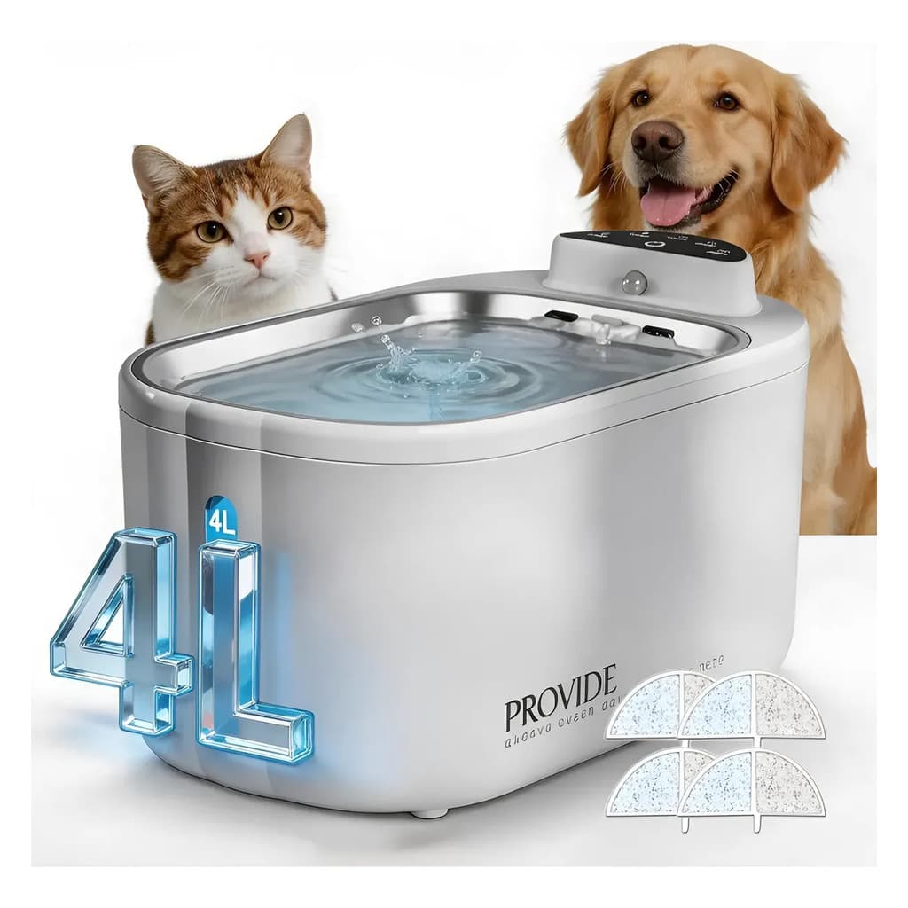 Fonte de Água para Gatos e Cães 4L Sem Fio Bebedouro Automático Pet Inteligente com Filtro Quádruplo e 3 Modos de Fluxo