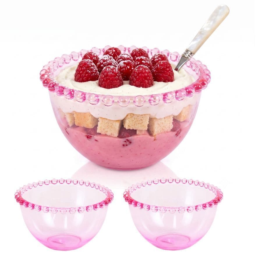 Kit Bowl Tigela de Vidro Rosa 450ml Sobremesa