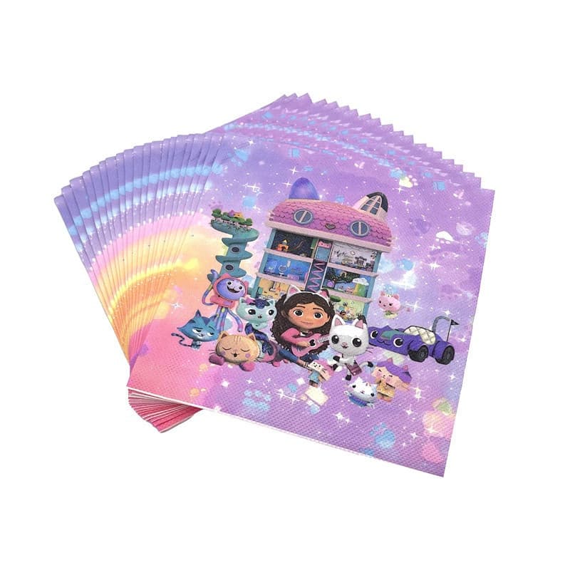 20 pcs/Pack Gabby's Dollhouse Papel De Guardanapo De Para Crianças Decoração Da Festa De Aniversário
