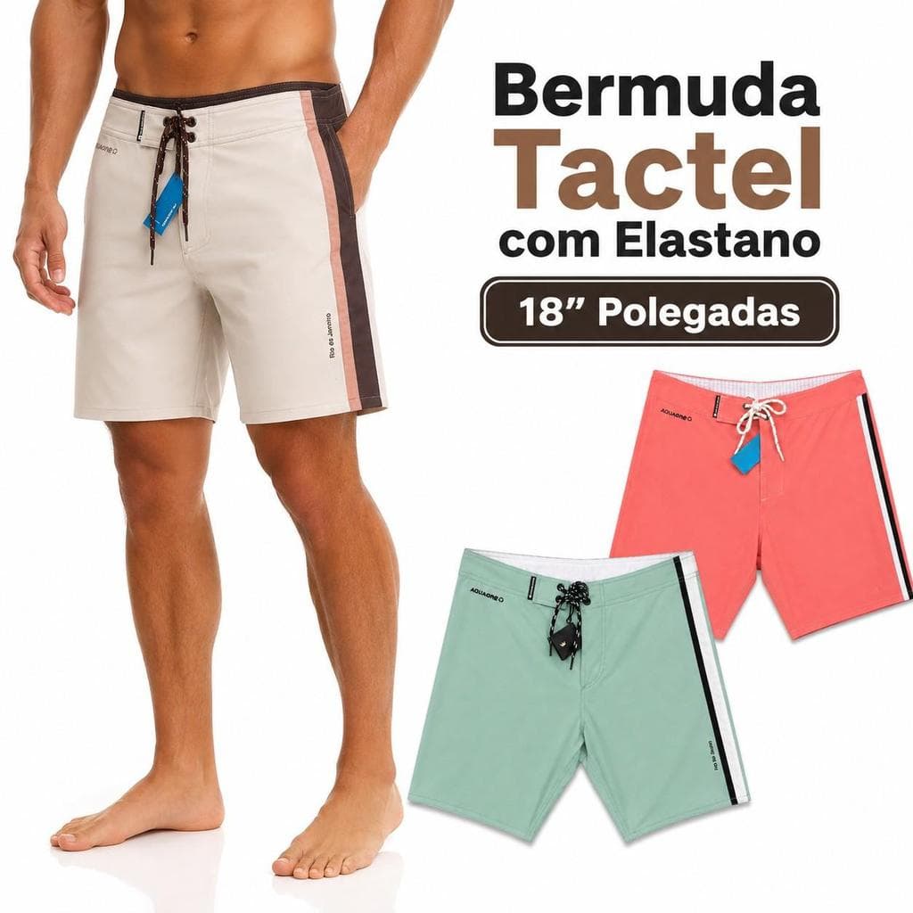 Bermuda Masculina Tactel com Elastano 18" polegadas