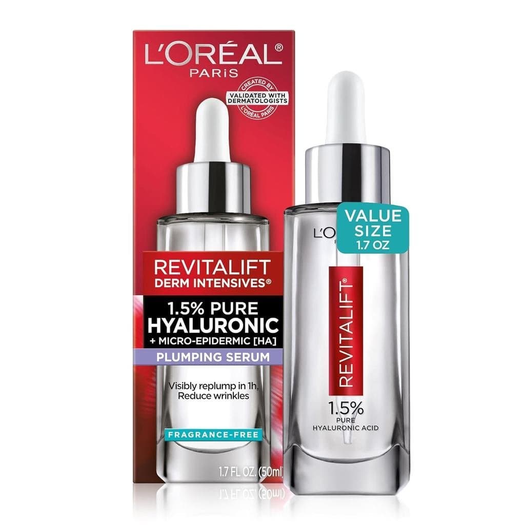 Sérum Facial Revitalift 1.5% Ácido Hialurônico Puro da L'Oréal Paris, Hidrata e Reduz Rugas, Sem Fragrância 1.7 oz RWFO
