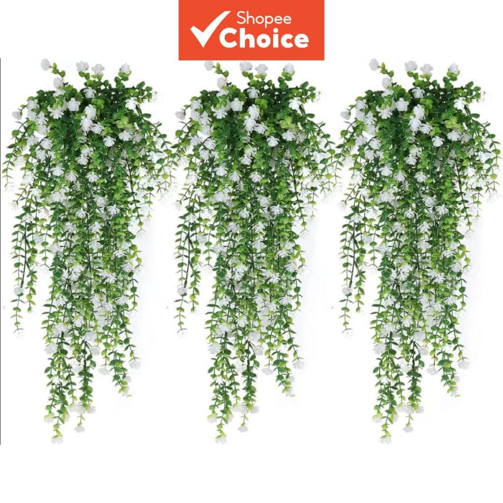 2 Peças De Planta Suspensa De Eucalipto Artificial , Folhagem De Jardim Vertical De Toque Realista Para Decoração De Par