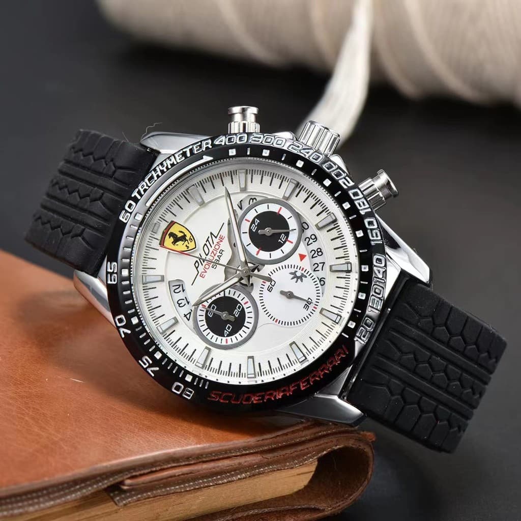 POLIT Sports Car Dashboard Design Multifuncional Seis Mãos Full-Function Timing Rubber Band Masculino Casual Running Sec