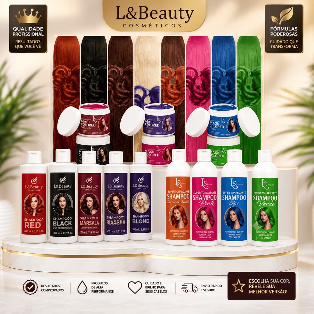 Kit Matizador L&Beauty Shampoo 300ml + Máscara 300g Tonalizante Cabelos Loiros e Coloridos
