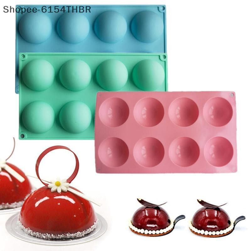 [RG] Molde Circular De Silicone Com 8 Furos , Resistente Ao Calor , Não Sti , Para Bolo DIY , Fondant , Biscoito , Sabão