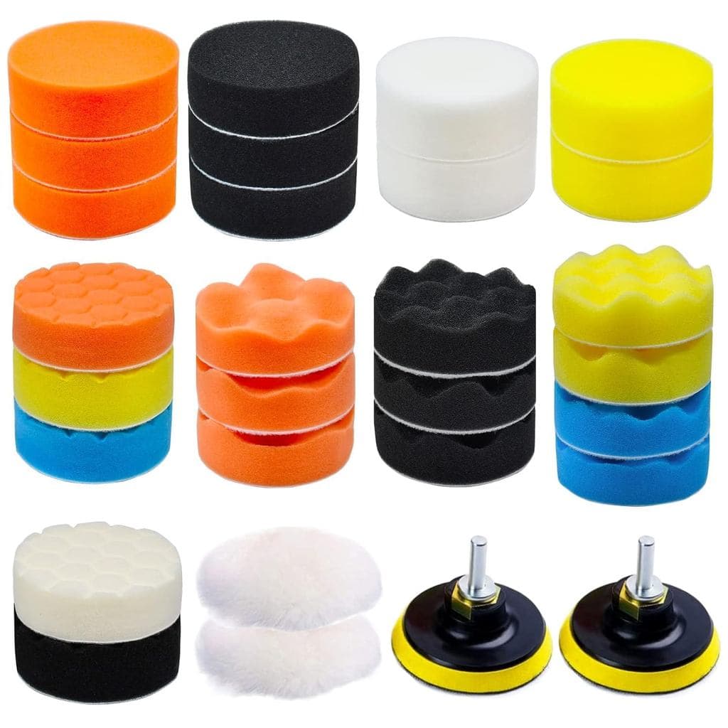 Kit de Polimento e Lustro de Carro com Espuma, Almofadas de Polimento, Almofadas de Lã, Rodas de Polimento e Lustro, par