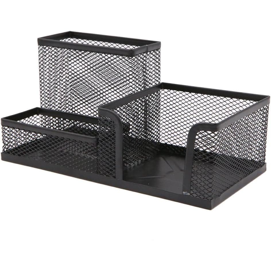 Organizador de Mesa Multifuncional com Design de Malha Metálica, Organizador de Mesa, Porta-Canetas, Porta-Cartões, Caix