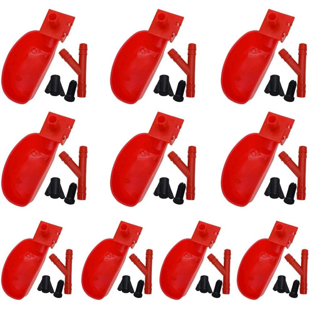 10 Conjuntos De Copos De Água Automáticos Para Pássaros , Bebedouro Gaiola , Sistema De Rega De Aves (Vermelho)