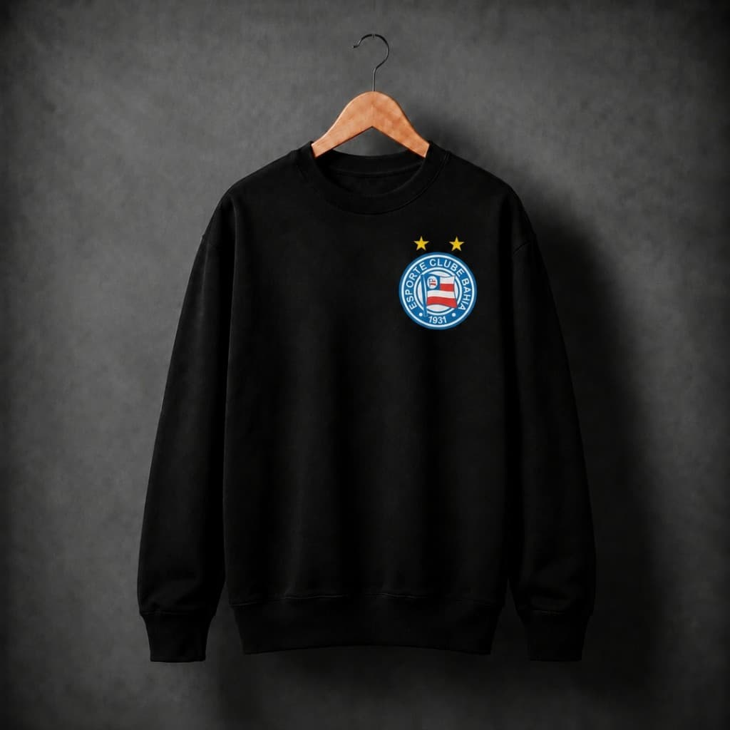 Moletom Careca Flanelado Gola Redonda Estampa do Time de Futebol Esporte Clube Bahia Streetwear Premium Unissex BT1104
