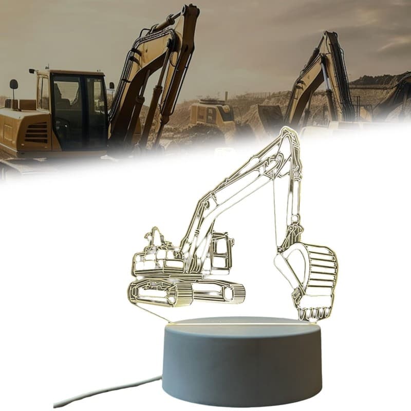 Caminhão Escavadeira De Luz Acrílica 3D Com Base Noturna Presente De Aniversário Infantil Ideal Para Decoração De Quarto