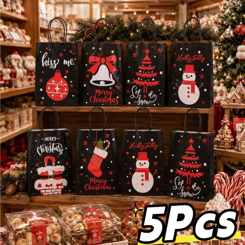 Embalagem Durável Do Biscoito Saco De Presente Papel Da Série De Natal-Bolsa Portátil Impressão Boneco De Neve Uso Feria