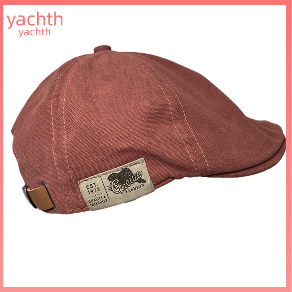 Iate | Boina Masculina Britânica Vintage Cor Sólida Ajustável Chapéu Masculino Para Compras