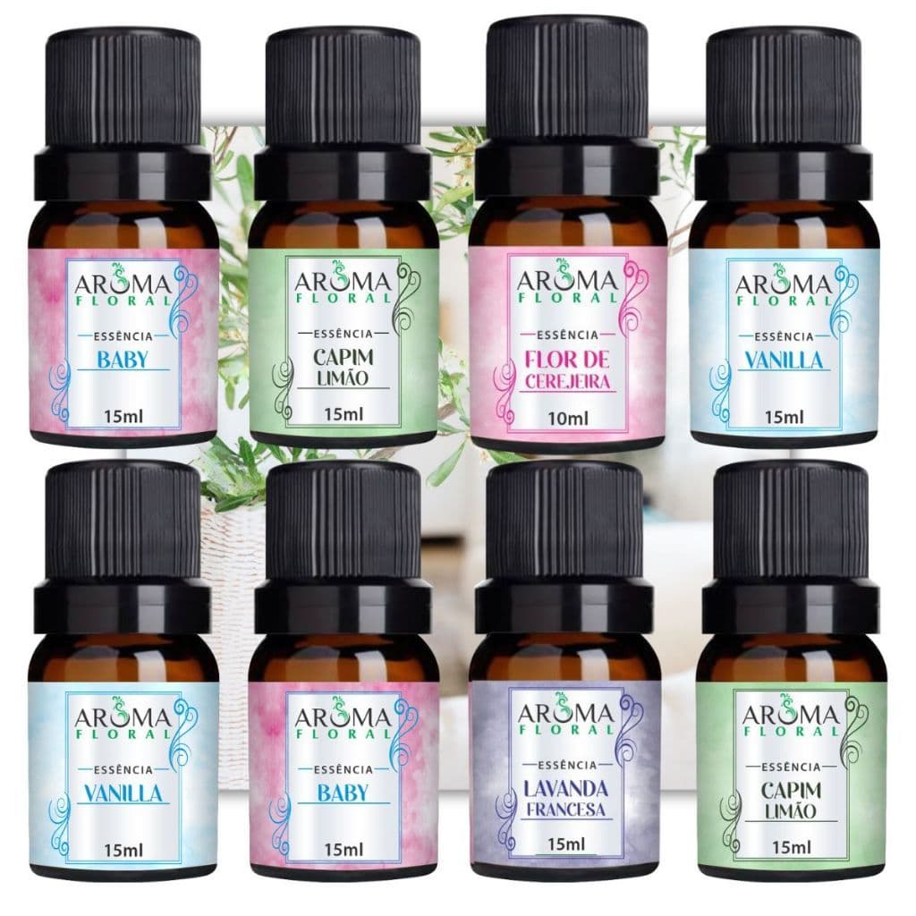 Kit 5 Essência Aroma Floral Para Umidificador e Difusor Elétrico com 5 Unidades