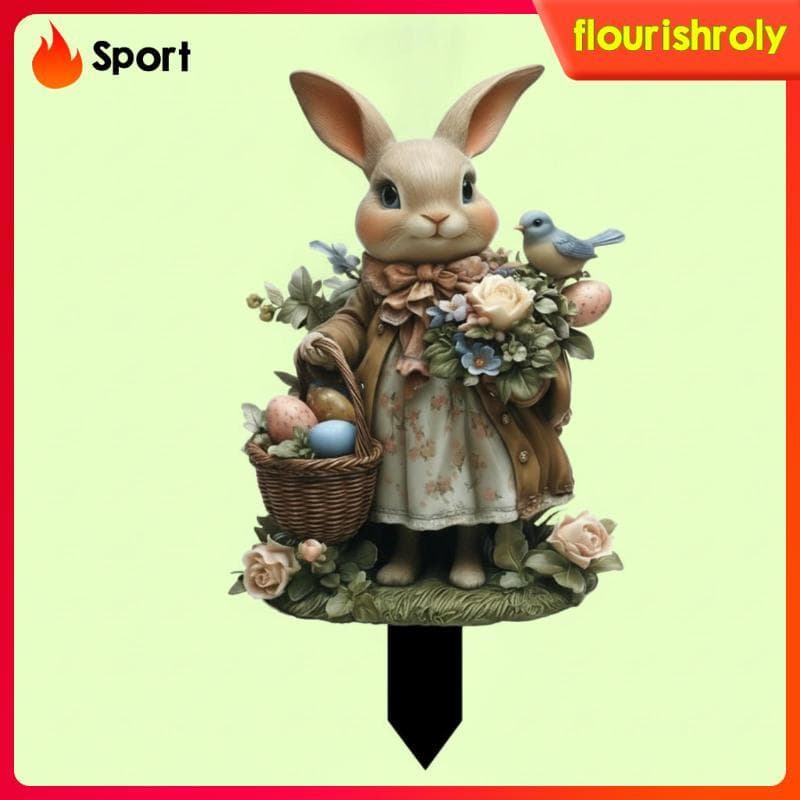 [Flourishroly2] Estaca De Jardim De Lebre De Páscoa Fácil De Instalar Sinal Plano Padrão Bonito Arte De Quintal Plana Pa