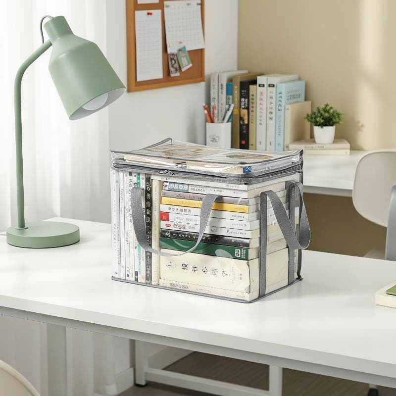 [Well Home] Caixa De Livro Dobrável Transparente À Prova D'água Fácil De Transportar Suporte De Poeira Estável Para Dorm