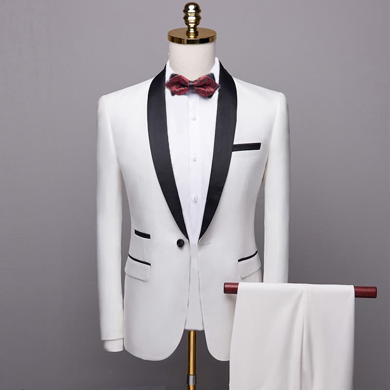 Terno masculino preto branco verde gola de frutas noivo terno de casamento masculino fino-ajuste padrinhos terno a