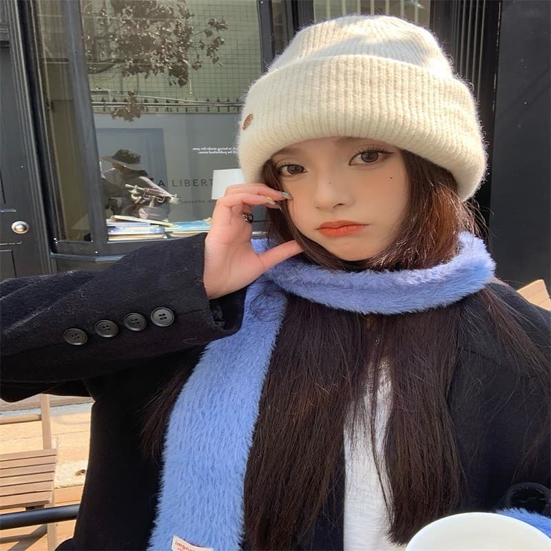Influencer mostrar rosto pequeno lã misturada malha chapéu de lã feminino outono inverno à prova de vento chapéu de pilh