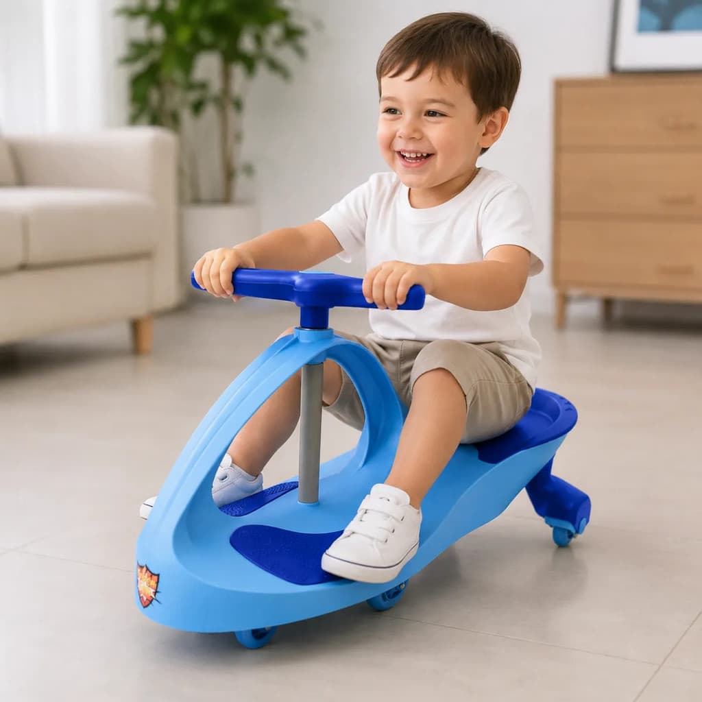Carrinho Infantil Giratório Super Car Infantil Volante 360 LED Sem Pedal Rosa Azul Menino Menina com rodas gira gira