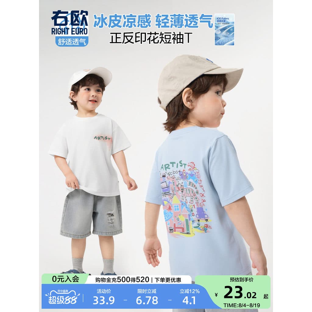 Right Ou meninos camiseta de manga curta puro algodão dos desenhos animados Anime verão novo estilo roupas infantis meni