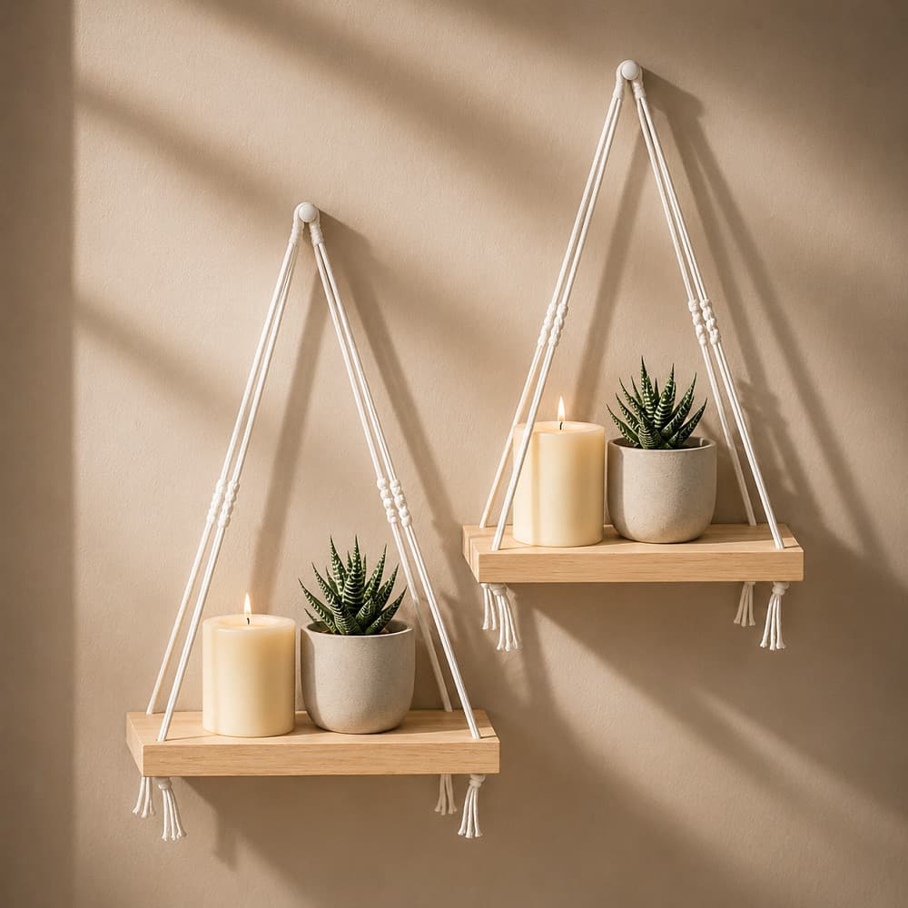 Kit 1 a 4 Mini Prateleiras de Madeira para Parede Nicho Decorativo para Plantas