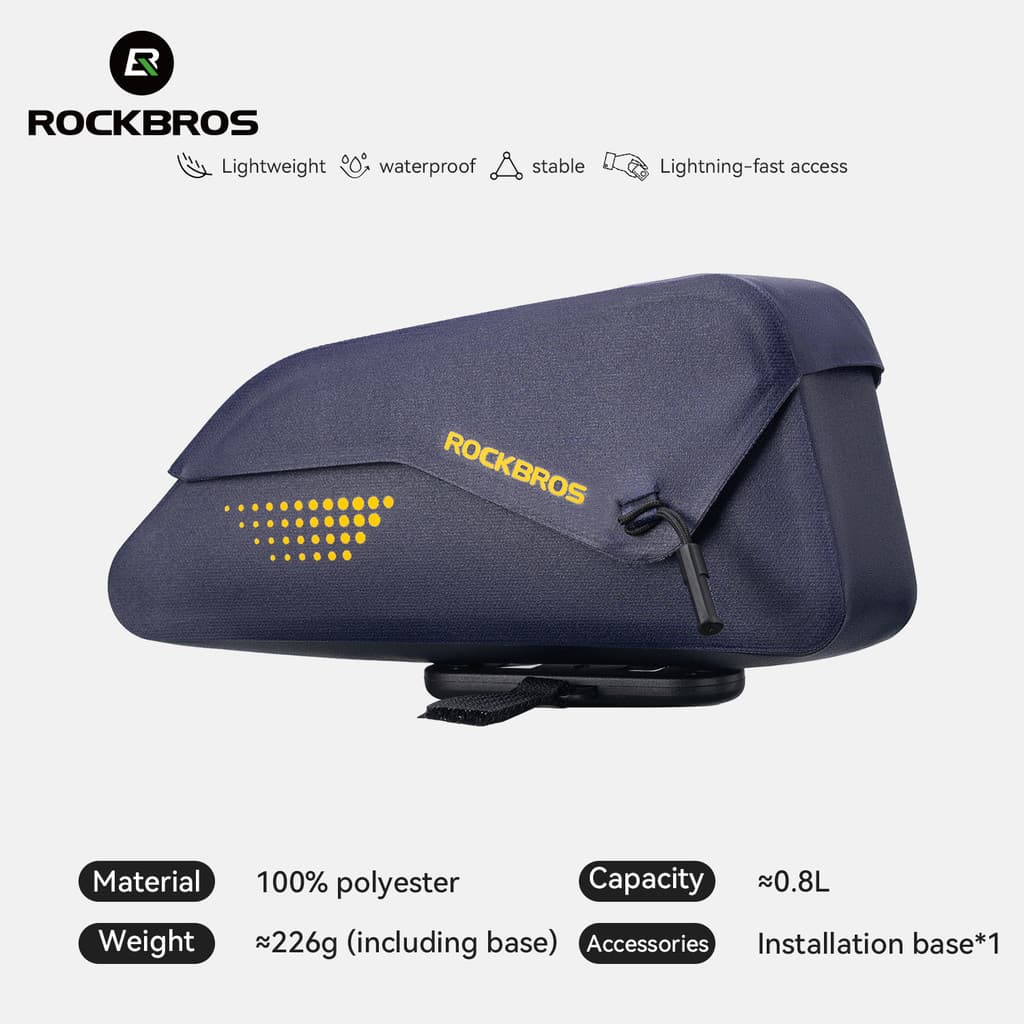 ROCKBROS 0.8L Magnético À Prova D'água Para Bicicleta Com Estrutura De Tubo Superior Bolsa Armazenamento De Ciclismo Est