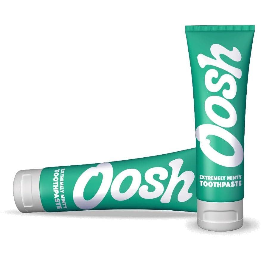 Pasta de Dentes Clareadora Oosh Extremely Minty 2 x 75ml - Pasta de Dentes Sem SLS, Fórmula Vegana - Fabricada no Reino