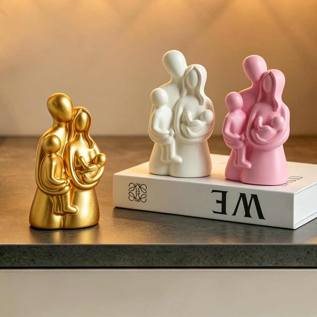 2026 novo estilo estilo nórdico luz luxo dourado família quatro ornamentos pai-filho retrato decorações de mesa sala de